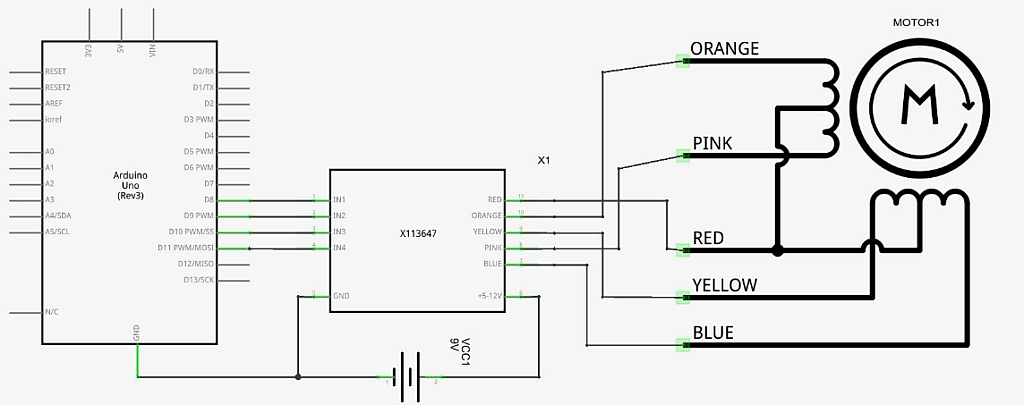 Принципиальная схема подключения шагового двигателя